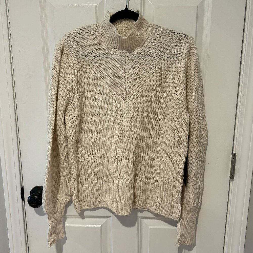 NWT Rachel Zoe Cream Cotton Cable Knit Turtle Neck Sweater - Size Extra Large‎